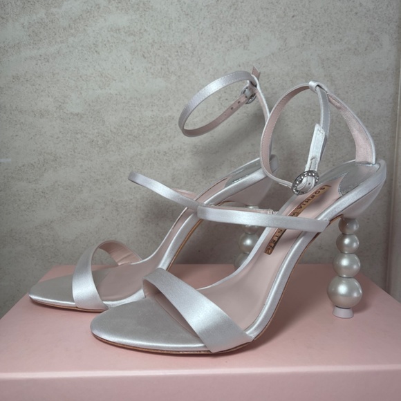 Sophia Webster Rosalind Pearl Satin Sculptured Heel Sandals - Picture 2 of 7